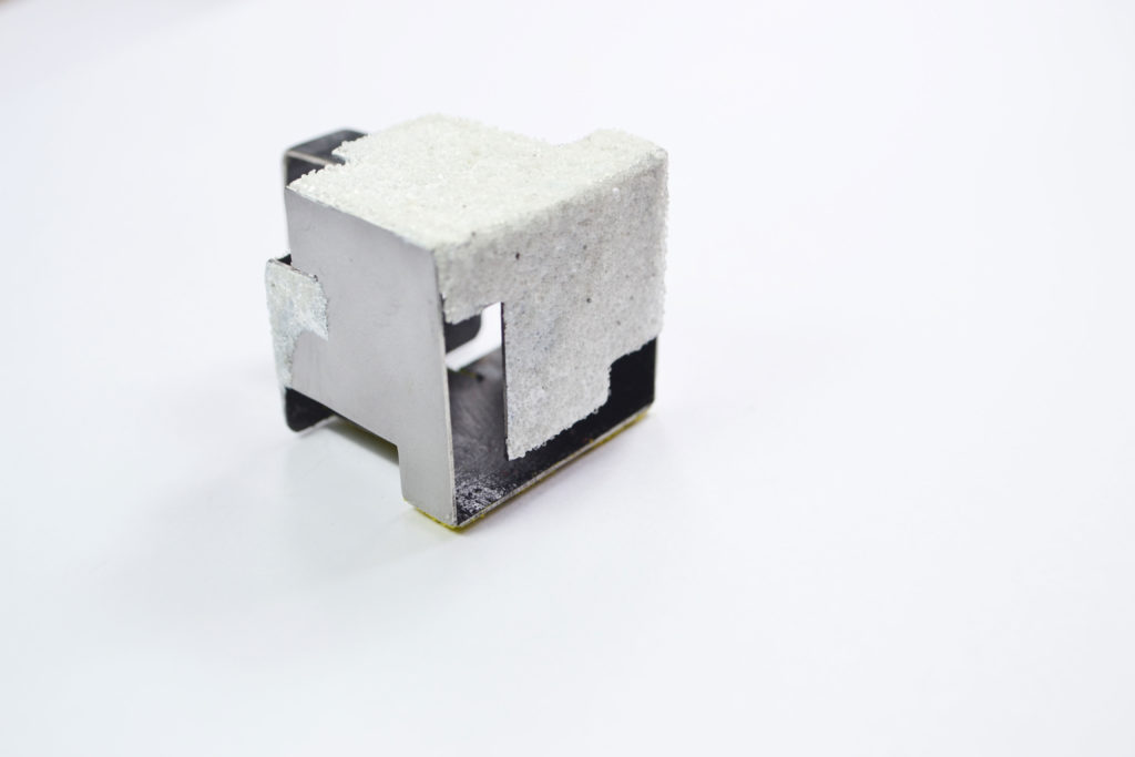 Titi Berrio - Cubo, Ring, steel, sterling silver, paint, reflective microspheres,2016, 