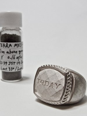 TODAY. Ring/Object Material: Silver, Soil, Sample bottle, Paper,Ink, 2013
