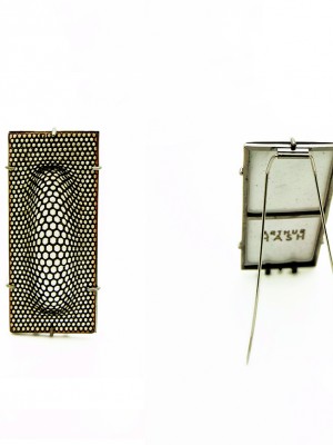Arthur Hash. Optibrooch, 2012, sterling silver, enamel copper and stainless steel
